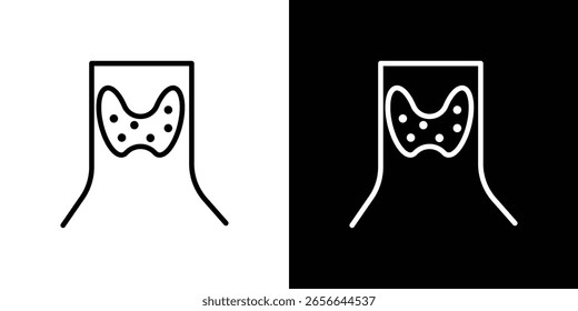 Silueta aislada del icono de la tiroides en el fondo blanco. Ilustración vectorial.