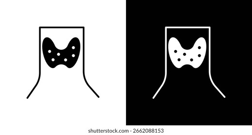 Silueta aislada del icono de la tiroides en el fondo blanco. Ilustración vectorial.