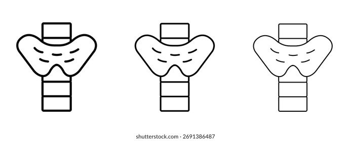 Icono de tiroides en el símbolo de estilo de trazo de contorno.