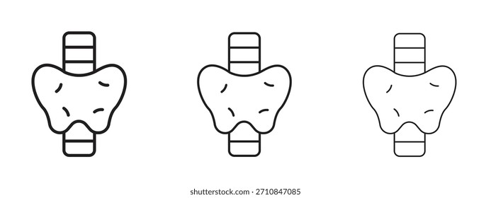 Icono de la tiroides con estilo del contorno, diseños de la Ilustración vectorial