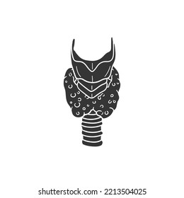 Thyroid Icon Silhouette Illustration. Body Parts Vector Graphic Pictogram Symbol Clip Art. Doodle Sketch Black Sign.