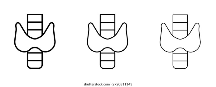 Símbolo de línea delgada del icono de la tiroides en el fondo blanco, Ilustración vectorial editable del movimiento