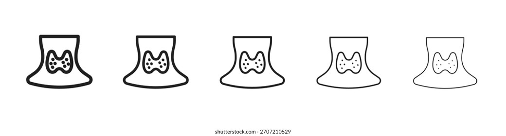 Icono de la tiroides Negro lineal audaz y delgado conjunto de trazos