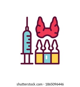 Thyroid injection treatment line icon. Isolated vector element.