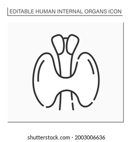 Thyroid Line Icon. Endocrine Glands In Neck. Healthcare. Medical Treatment. Body Parts. Human Internal Organs Concept.Isolated Vector Illustration.Editable Stroke