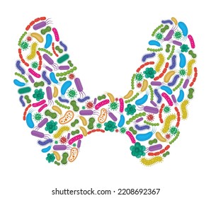 Thyroid made of Bacteria isolated on white background. Vector illustration.
