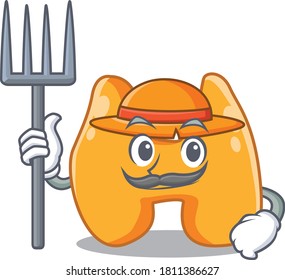 Thyroid mascot design working as a Farmer wearing a hat