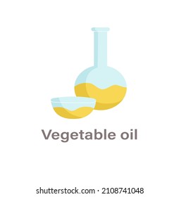 Thyroid Nutrition Infographic Element. Bad Food For Thyroid Gland. Vegetable Oil With Cup And Round Flask. Refined Products And Margarine. Cartoon Flat Vector Illustration Isolated On White Background