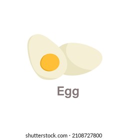 Thyroid nutrition infographic element. Good foods for thyroid gland. Delicious boiled egg with yolk. Foods rich in proteins and vitamins. Cartoon flat vector illustration isolated on white background