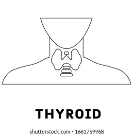thyroid outline icon. isolated line vector illustration from human body parts collection. editable thin stroke thyroid icon on white background