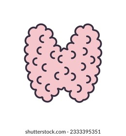 Thyroid Related Vector Line Icon. Isolated on White Background. Editable Stroke