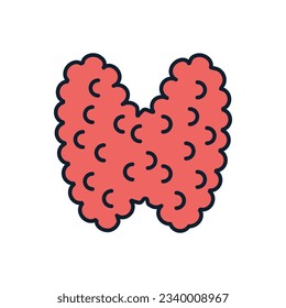 Thyroid Related Vector Line Icon. Isolated on White Background. Editable Stroke