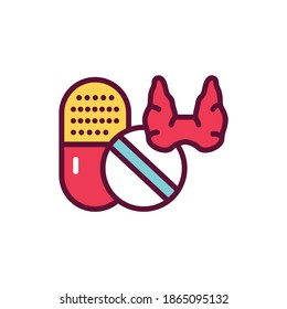 Thyroid treatment line icon. Isolated vector element.