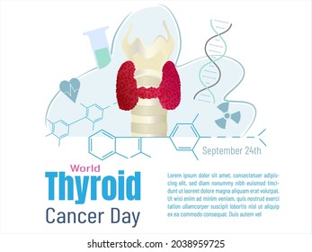 Thyroid vector surrounded by accompanying elements of the disease