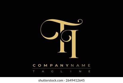 TI Abstract Creative Jewelry Logo. A stylish logo featuring golden monogram initials in an elegant and modern typography, perfect for branding