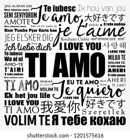 Ti amo (I Love You in Italian) in different languages of the world, word cloud background