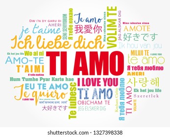 Ti amo (I Love You in Italian) in different languages of the world