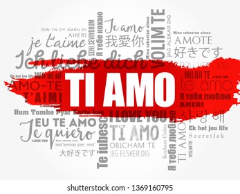 Ti amo (I Love You in Italian) in different languages of the world