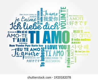 Ti amo (I Love You in Italian) in different languages of the world, word cloud background