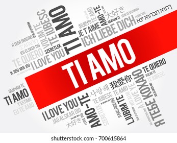 Ti amo (I Love You in Italian) in different languages of the world, word cloud background