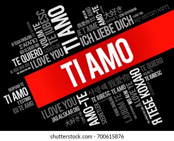 Ti amo (I Love You in Italian) in different languages of the world, word cloud background