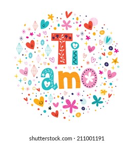 Ti amo I love you in Italian hand lettering romantic design