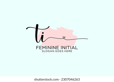 TI beauty monogram and elegant logo design handwriting logo of initial signature, wedding, fashion, floral and botanical with creative template.