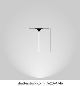TI Black thin minimalist LOGO Design with Highlight on Gray background.