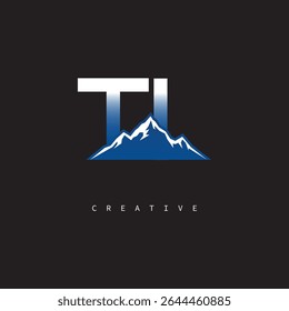 TI Creative Mountain Logo Bold Gradient Letter mark Branding Design for Business Outdoor Brands