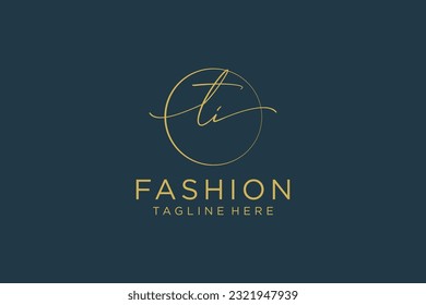 TI Feminine logo beauty monogram and elegant logo design, handwriting logo of initial signature, wedding, fashion, floral and botanical with creative template.