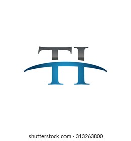 TI initial company blue swoosh logo