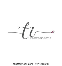 TI Initial Handwriting logo luxury vector beauty