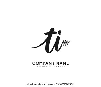 TI Initial Handwriting Logo Template Vector