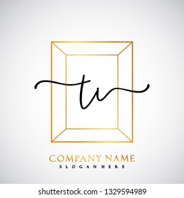 TI Initial Handwriting logo template vector