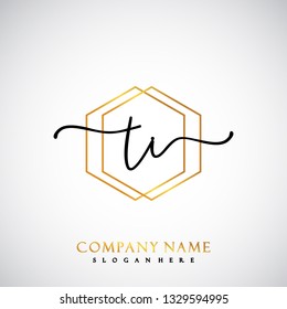 TI Initial Handwriting logo template vector