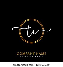 TI Initial Handwriting logo template vector