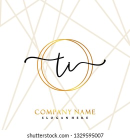 TI Initial Handwriting logo template vector