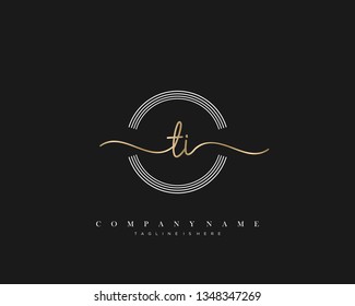 TI initial handwriting logo template vector