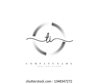 TI initial handwriting logo template vector