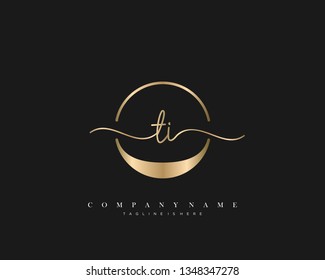 TI initial handwriting logo template vector