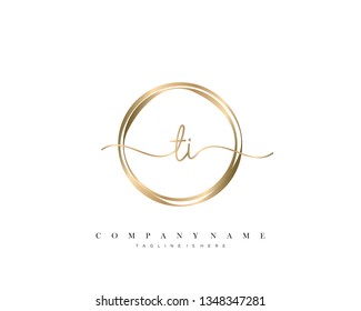 TI initial handwriting logo template vector