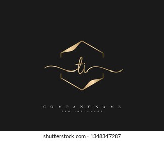 TI initial handwriting logo template vector