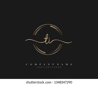 TI initial handwriting logo template vector