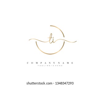 TI initial handwriting logo template vector