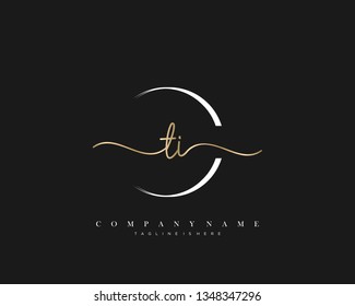 TI initial handwriting logo template vector