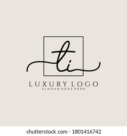 TI Initial handwriting logo template vector