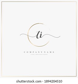 TI Initial Letter handwriting logo hand drawn template vector, logo for beauty, cosmetics, wedding, fashion and business