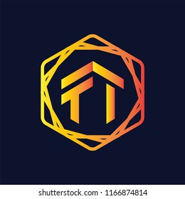 TI Initial letter hexagonal logo vector