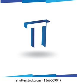 TI Initial Letter logo in negative space vector template