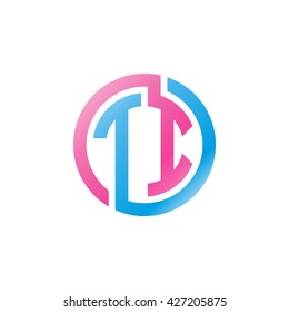 TI initial letters looping linked circle logo pink blue